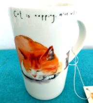 Kent Pottery Coffee Cup Cat is Sleeping Mice Will Play Multicolor 16 oz Novelty - £11.87 GBP