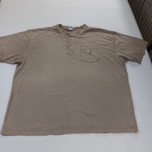 Carhartt K84DES 3-Button Men's 2XL Brown Cotton Henley Shirt Short Sleeve Pocket image 13