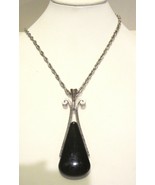 Lucite Pendant Necklace Vintage 1970&#39;s Funky BIG Black Signed AVON - $19.99