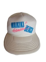 Vintage Waikiki Beach Hawaii Trucker Hat Mesh Snapback White Pink 80’s 90’s VTG - £15.06 GBP