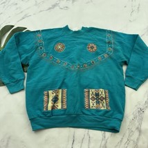 Fruit of The Loom Womens Vintage 90s Sweatshirt Size XL Turquoise Blue S... - $656.58 MXN