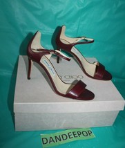 Jimmy Choo London Dark Shiraz Red Leather Sandals Women&#39;s 37 6.5 Moxy 85 - £248.87 GBP