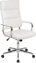 Flash Furniture High Back White Leathersoft Contemporary Panel Executive Swivel - £214.97 GBP