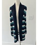 SPLENDID Women&#39;s Navy Striped Open Cardigan Sweater Long Sleeve Medium R... - €17,12 EUR