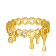 Honeycomb With Dripping Honey Ring Life With MaK’s Honeycomb Bee Kind Jewelry Co - £33.63 GBP