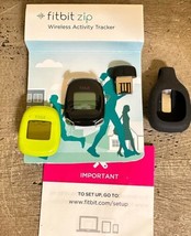 Two Fitbit Zip Wireless Activity Fitness Trackers Clip On-Black And Lime... - $41.47