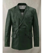 HOT Men Blazer Green Handmade Genuine Leather Lambskin Formal Stylish Fa... - $2,457.01 MXN+