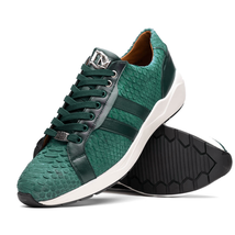 Hand painted genuine Snake and calfskin Sneaker Shoes Verona Green image 2