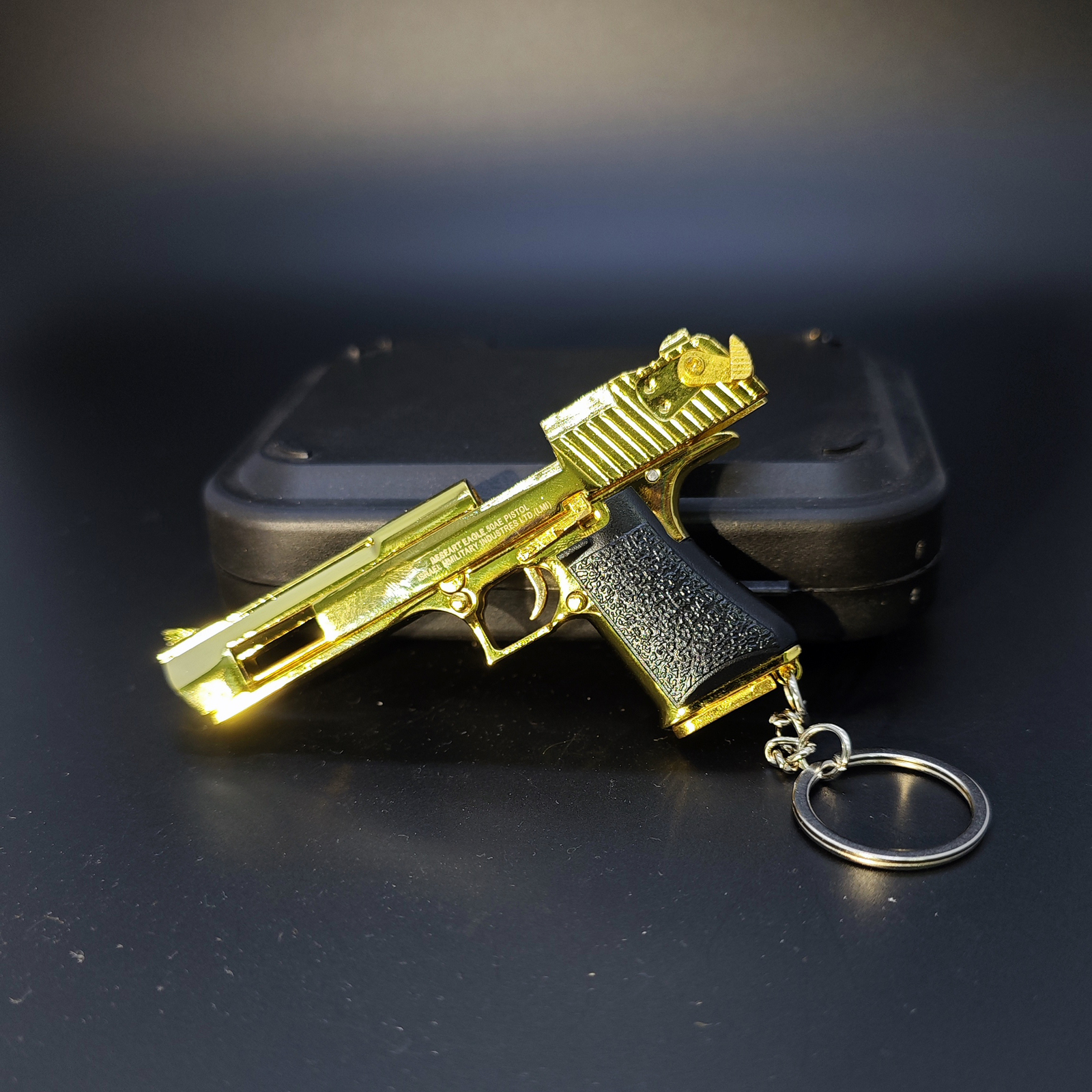 Primary image for Pistol Keychain,Desert Eagle Gun Model Key Chain Metal Keychain Glod