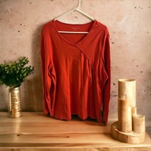 Coldwater Creek Top Womens 2X Rust Burnt Orange Pullover Blouse Long Sleeve - $19.79