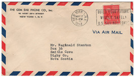 US New York  1953 Very Fine Used Cover- Envelope  to Nova Scotia Canada - $2.00