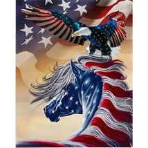  Diamond Painting Kit American Flag Eagle And Horse 8&quot;x12&quot; - £6.60 GBP