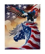  Diamond Painting Kit American Flag Eagle And Horse 8&quot;x12&quot; - £6.67 GBP