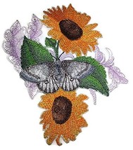 Custom and Unique Blooms and Butterflies [Apollo Butterfly and Sunflowers ] Embr - £18.17 GBP