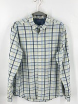 Falls Creek Mens Button Up Shirt Size Medium Blue Yellow Plaid Collared ... - £10.91 GBP