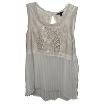 American Eagle Cream Sleeveless Lace Pleated Blouse Top Womens Small - £10.16 GBP