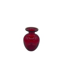 Vintage Handblown Red Glass Vase Dimpled Sides 5 inch - £16.61 GBP