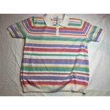 Alfred Dunner Sweater Women Medium Multicolor Striped Y2K Short Sleeve V... - $14.00