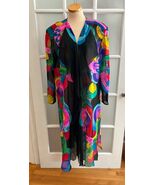 Vintage Lorente Yolanda Hand Painted 100% Silk Chiffon Multicolor Duster... - $125.00