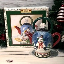 Oneida Sakura Christmas Debbie Mumm Snowglobe Snowman Teapot NEW 6.5in Tall - $11.53