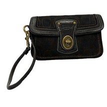 Coach Brown Gigi Legacy Wristlet brown signature canvas leather purse  - £41.94 GBP