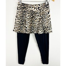 Donajo Womens Skirted Leggings Animal Print Black Stretch Pants Size 2 /Large - £40.70 GBP