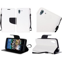 For HTC Desire 626 PU Leather Flip Wallet Credit Card - White - £11.79 GBP