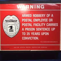 VINTAGE UNITED STATES U.S POSTAL SERVICE ARMED ROBBERY POST OFFICE DECAL... - $39.58
