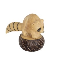 Tagua Nut Raccoon Figurine Hand Carved Carving Trash Panda Kitsch - $29.99