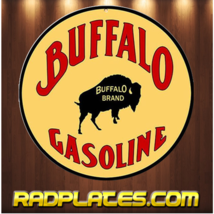 Vintage Style Round Man Cave Gift Buffalo Gasoline Aluminum Sign 12&quot; - £15.46 GBP