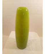 RARE Vintage Sleek Oval Hand Blown Green Glass Vase- Art Deco/ Eclectic - £25.01 GBP