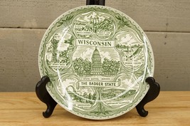 Vintage China 1950s Souvenir Travel Scene WISCONSIN State Plate Green Tr... - £22.56 GBP