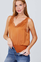 Lace Detail V-neck Woven Bodysuit - $17.06 CAD