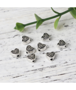 Celtic Knot Heart Spacer Beads Antique Silver Tone 6.5mm 10pcs - $4.28 CAD