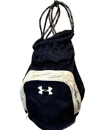 under armour drawstring cinch backpack baseball gym bag navy blue &amp; white - $19.92