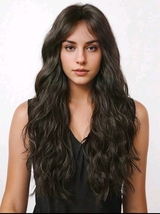 Dark brown weavy wig,dark brown curly wig, dark brown wig with waves,brown wig - £27.46 GBP