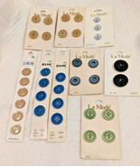 Vintage La Mode Buttons On Card Black Blue Tan Green - £10.11 GBP