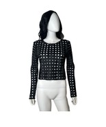 Alexis Crop Top Womens L Black Cut Out See Through Embroidered Goth Cybe... - $78.21