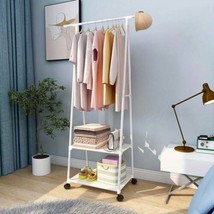 Clothes Rack Small Metal Garment Rack with Shelves for bedroom Rolling clothing  - $35.10