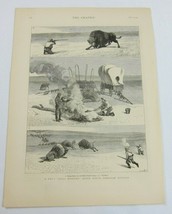 Antique 1877 Print A Days Still Hunting After North American Buffalo The Graphic - £31.45 GBP