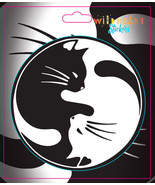 Yin Yang Black White Cat Window Sticker Decal ST138 4.5&quot; D - $6.78 CAD