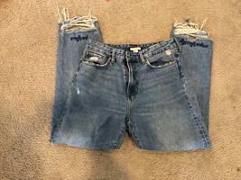 &amp; Denim by H&amp;M Womens Sz 10 Original Straight Fit Cropped Distressed Jeans  - $24.36