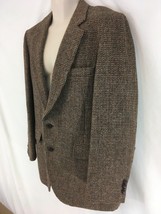 Harris Tweed Hand Woven Scotland Mens 40 Brown USA Made 2 Button Blazer Jacket - £140.02 GBP