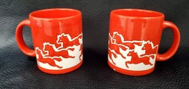 Vintage Waechtersbach Christmas Red Running Horses Germany Coffee Cup Mug - £29.79 GBP