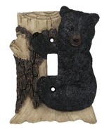 Set of 2 Rustic Black Bear Cub Climbing On Tree Wall Single Toggle Switc... - $489.22 MXN