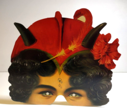 Halloween Mask Masquerade Victorian Party Costume Lady She Devil Horns Diecut - £13.97 GBP