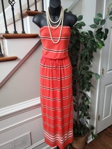 J. Crew Women&#39;s Orange Striped Modal Off The Shoulder Long Maxi Dress Size Small - £26.37 GBP