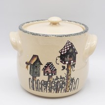 Birdhouse Crock Bean Pot Pottery Home Garden Party Speckled - $152.33