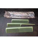 Lotto Di 3 STANLEY Casa Capelli Pettine USA Verde Plastica Ampio Dente R... - $51.06 CAD