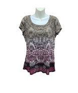 Axcess Size Large 2 Layer Sheer Gray Black Purple Shirt - £5.84 GBP